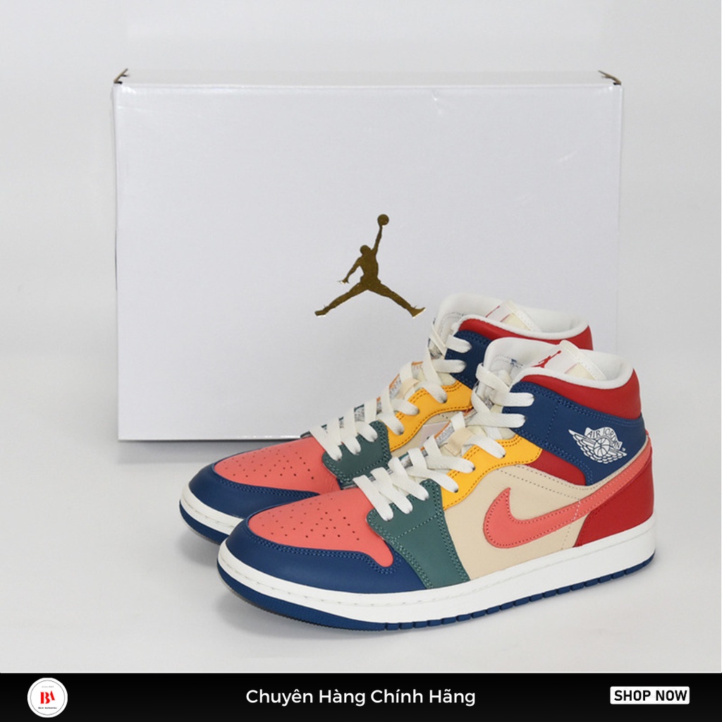 Chính Hãng Giày Nữ Jordan 1 Mid Taxi / Ice Blue / Fire Red / French Blue