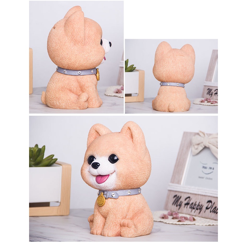 Ống Heo Tiết Kiệm Bằng Nhựa Resin Không Vỡ Hình Chú Chó Teddy Hoạt Hình Dễ Thương Dành Cho Trẻ Em