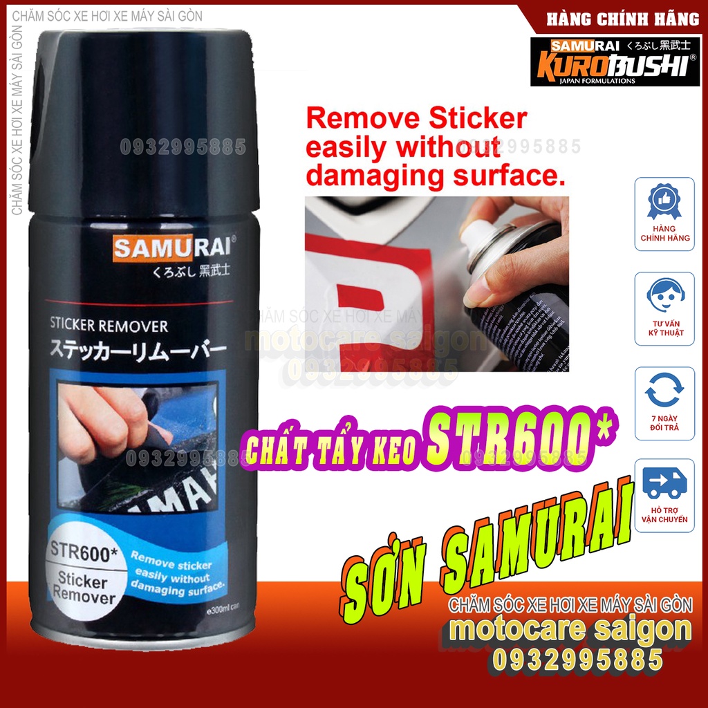 Chai tåy keo Samurai STR600* tẩy sạch keo dán xe Sticker Remover