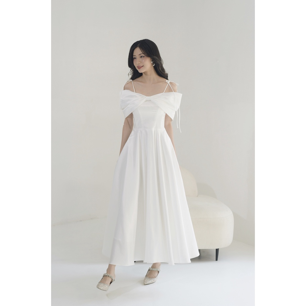 Váy Trắng Zury Dress Vài Taj Dự Tiệc Tiểu Thư Tafta Tay Phồng, Váy tiểu thư, công chúa trắng_mai.ni.chi