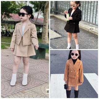 Bộ quần váy bé gái Sét Váy Vest bé gái, Sét áo vest tiểu thư 2 chi tiết áo Vest kèm chân váy xếp ly cực sang chảnh