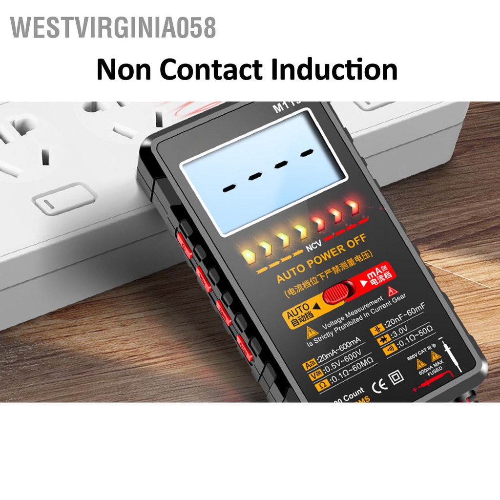 Handheld Digital Multimeter Automatic Range Non Contact Voltage Current Resistance Test Meter