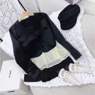 SET ÁO ĐEN PHỐI VOAN SHORT ANGI HOME