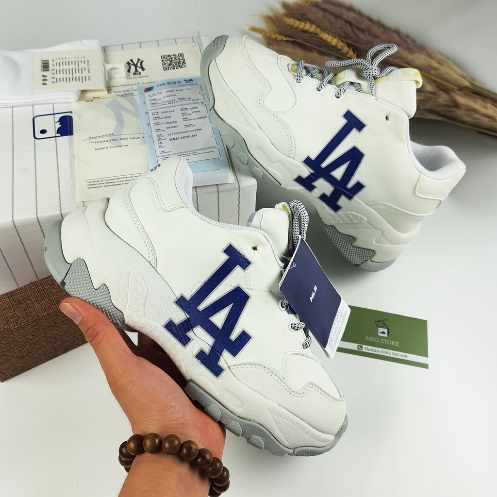 Giày_Mlb NY, Giày Thể Thao NY Đế Nâu Tách Hách Dáng Tăng Chiều Cao 5cm Bản Đẹp Full Hộp Xịn Và Phụ Kiện.