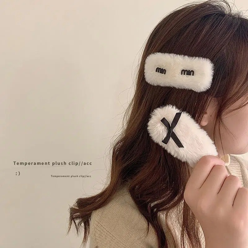 Sét Kẹp Tóc Mái Lông Nhung Gắn Nơ Sang Chảnh Phong Cách Hàn Quốc Dành Cho Bạn Gái