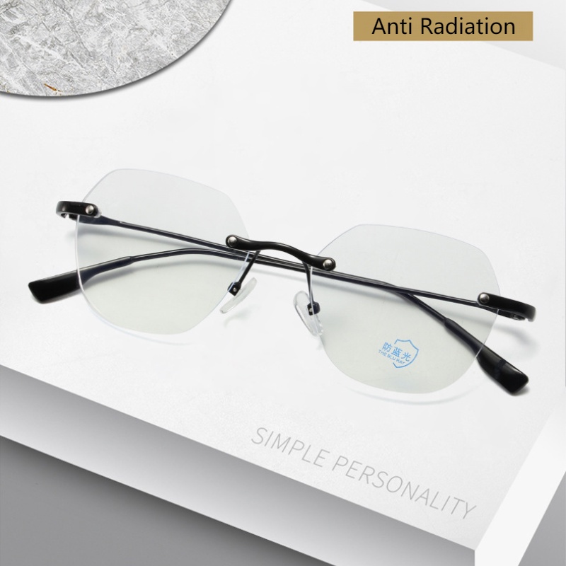 Kính Mát Tròng Đa Giác Gọng Kim Loại Chống Bức Xạ Cho Nam Và Nữ