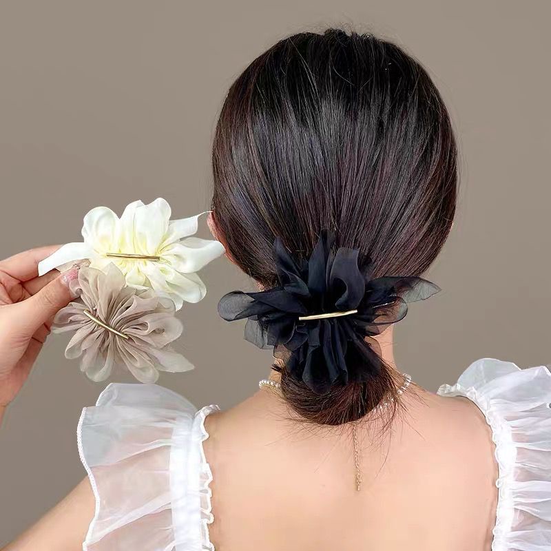 1 Kẹp Tóc Vải Voan Lưới Đính Hoa Xinh Xắn Cho Nữ