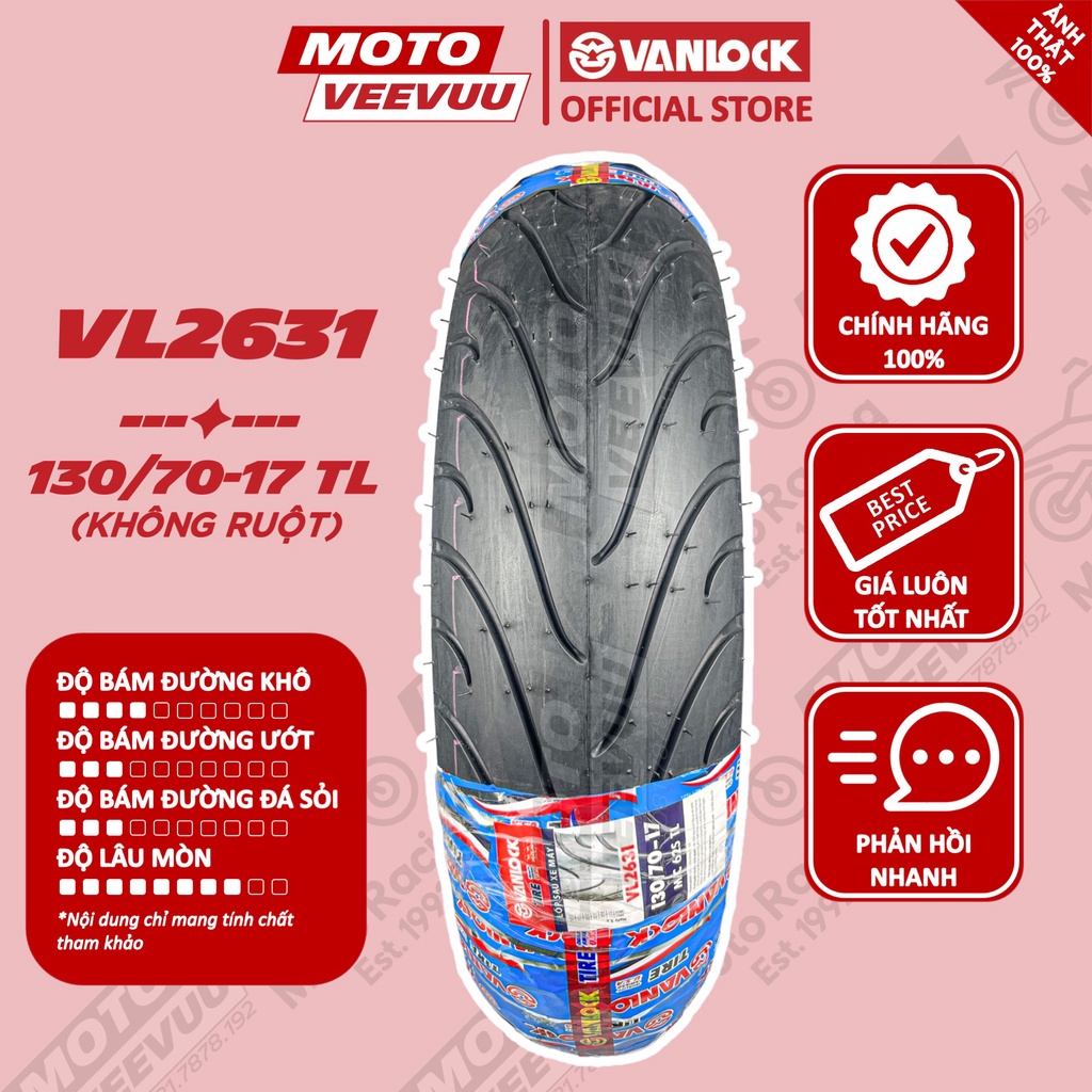 Vỏ lốp xe máy VANLOCK 130 70-17 TL VL2631 Gai Michelin Pilot Street Lốp