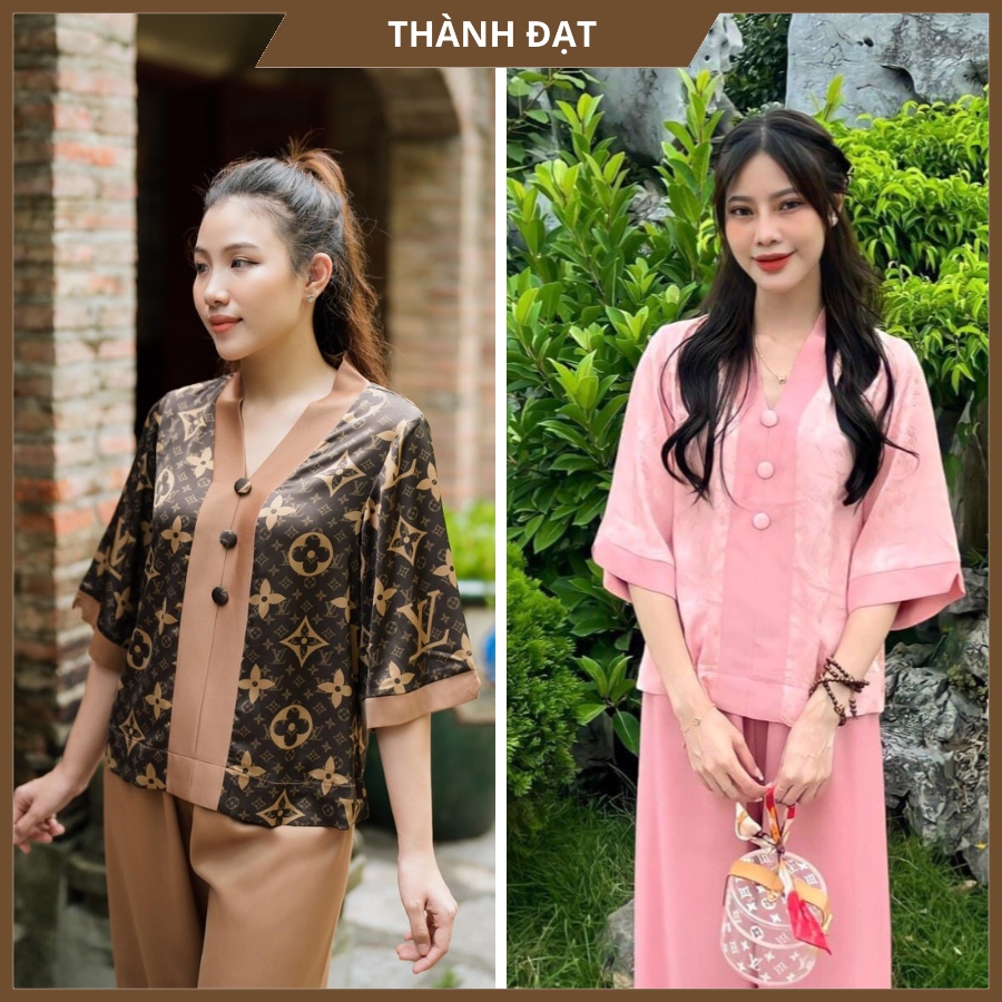 Đồ Lam Đi Chùa, Bộ Đi Lễ Chùa Lụa Chui 3 Nút Vải Lụa Gấm,Quần Vân Gỗ Cao Cấp, Mềm Mịn, Dày Dặn Mặc Thoải Mái Thoáng Mát_