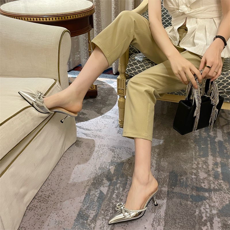 Dép Cao Gót Mũi Nhọn Đính Đá Lấp Lánh Thời Trang 20