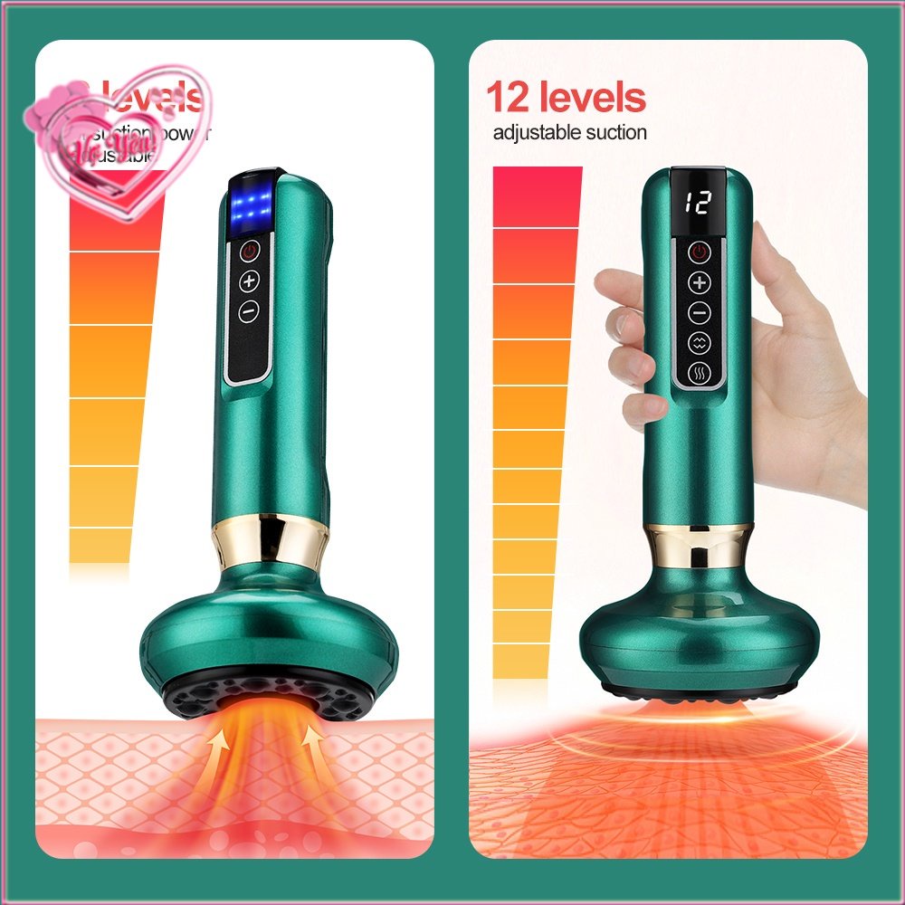 Máy giác hơi, cạo gió, mát xa, massage hiệu quả xài pin sạc tích hợp trên máy, 12 mức độ, có màn hình LED hiển thị