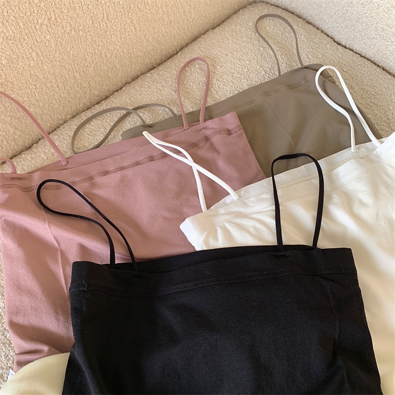 NRVP Áo Tank Top Đơn Co Giãn Phong Cách Hàn Quốc Mới Với Đệm Lót