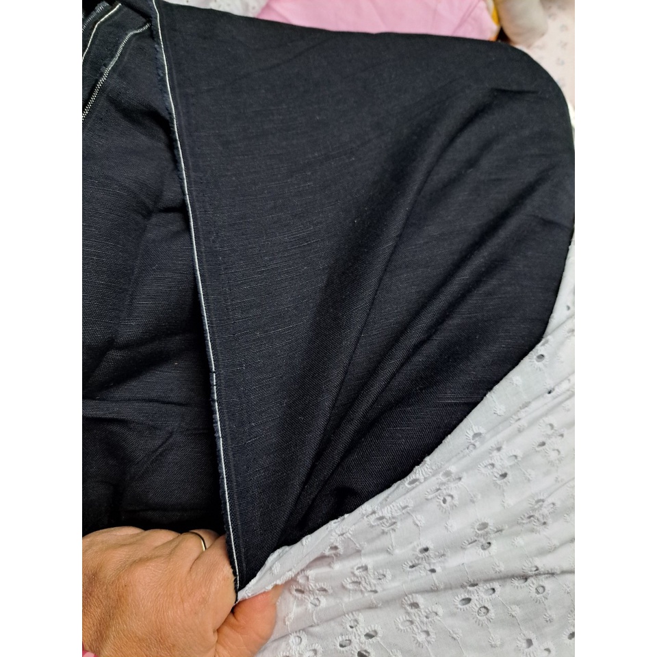 Vải linen  bố  màu đen