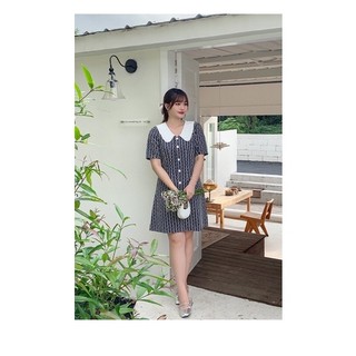 Đầm xanh đen thêu hoa trắng trẻ trung big size 5XL 90-105kg