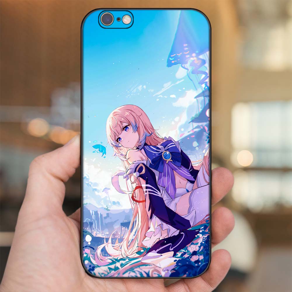 Ốp lưng iPhone 6, 6s dẻo đen cạnh vuông in hình Sangonomiya Kokomi Genshin Impact