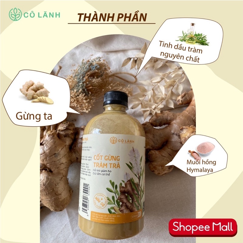 Cốt gừng tràm trà Cỏ Lành tắm bé, ngâm chân 500ml