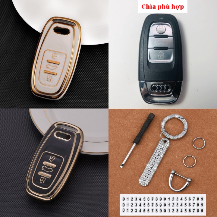 Bao Da, Vỏ Bảo Vệ, Ốp Chìa Khóa, Bọc Chìa Khóa Cao Cấp Dùng Cho Xe Ô Tô Audi A3, A4, A5, A6, A7, A8, A4L, A6L, Q5, Q7
