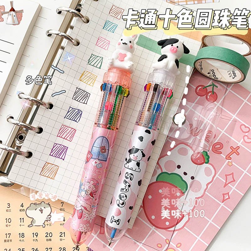 Set 10 Bút Bi Nhiều Màu Dễ Thương