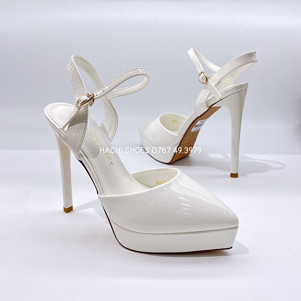 Giày cao gót nữ đế đúp bít mũi gót nhọn cao 12cm size 34-38 hàng QCCC fulbox 8416-1