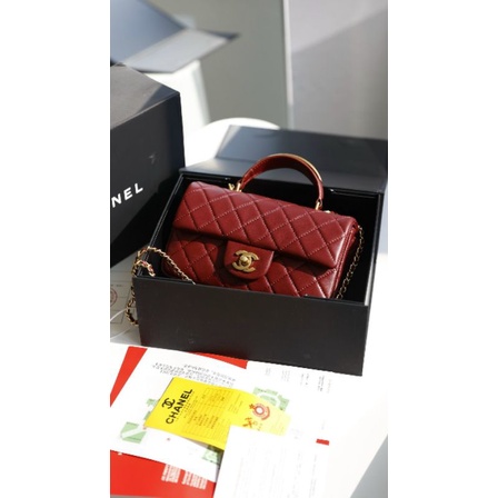 Túi xách nữ cao cấp Cla.ss.ic da cừu xách tay quai kim loại khắc logo sz20cm sang chảnh fullbox nam châm nguyên seal