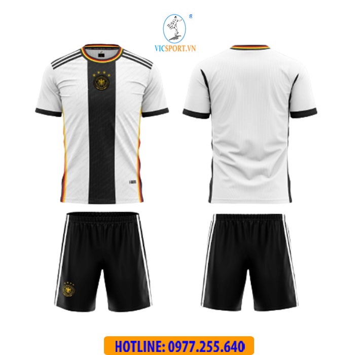 Áo bóng Đá Gemany, Quần Áo Đá Banh Trẻ Em Đội Tuyển Đức Trắng, Vải Thun Thoáng Mát - Vicsport