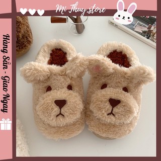 Dép bông đi trong nhà giữ ấm mùa đông hình chó cute dễ thương chống trơn trượt