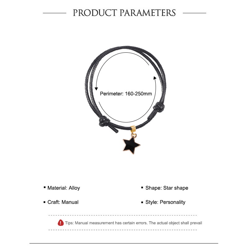 Vòng Tay Da Hai Lớp Gắn Ngôi Sao Năm Cánh Có Thể Điều Chỉnh Unisex