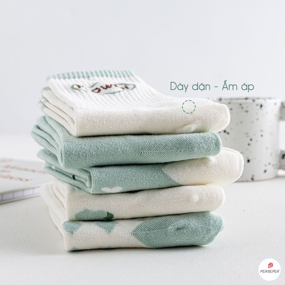 Tất vớ cổ cao nữ họa tiết dễ thương, chất liệu vải Hàn co giãn cực tốt - Sope Shop
