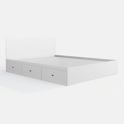 JESSE, Giường ngủ 3 hộc tủ kéo phong cách hiện đại BED_108, 203x80cm, Giường ngủ gỗ Scandi Home