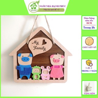 Bảng gỗ decor trang trí nhà cửa  Mẫu BM_058 GIA ĐÌNH NHÀ LỢN