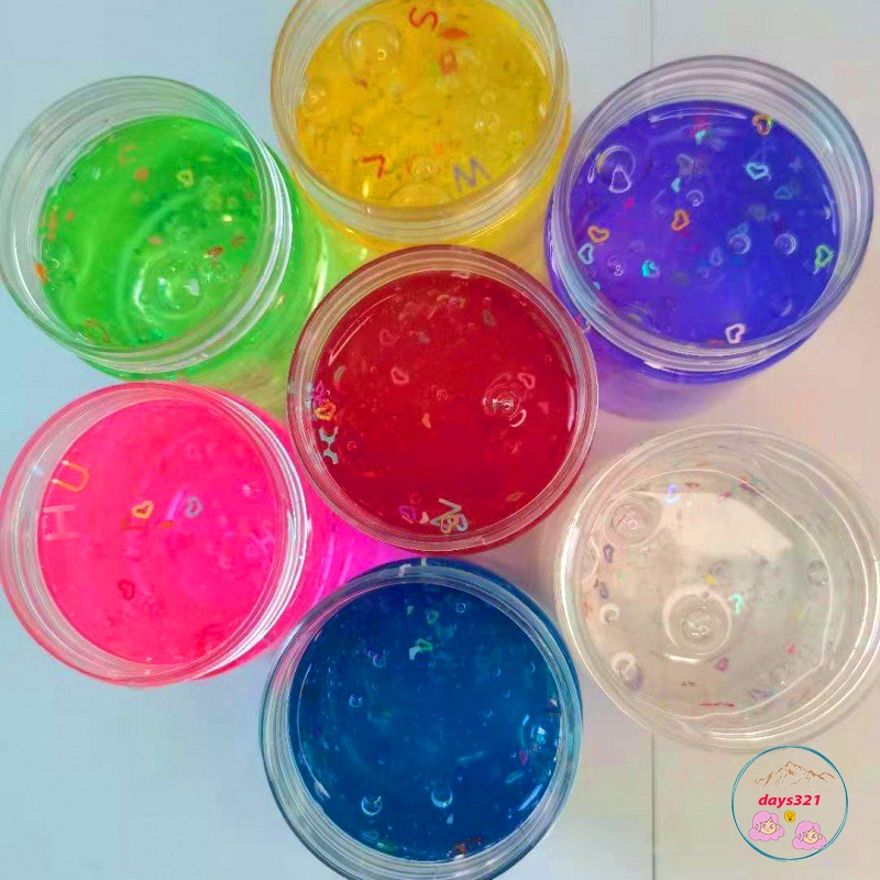 Slime hộp 150ML charm nốt nhạc trái tim 7 màu cực đẹ Đồ chơi slam hủ chất nhầy ma thuật squishy