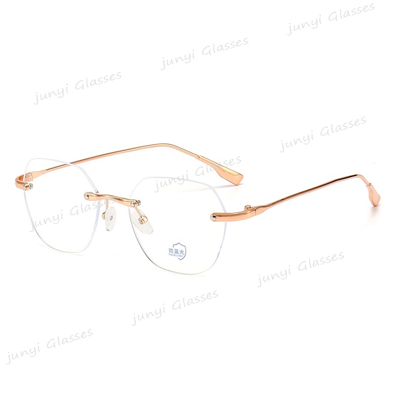 Mắt Kính Không Gọng Vuông Bằng Kim Loại Chống Tia Bức Xạ Chống Ánh Sáng Xanh Máy Tính Phong Cách Hàn Quốc Cho Nam Và Nữ