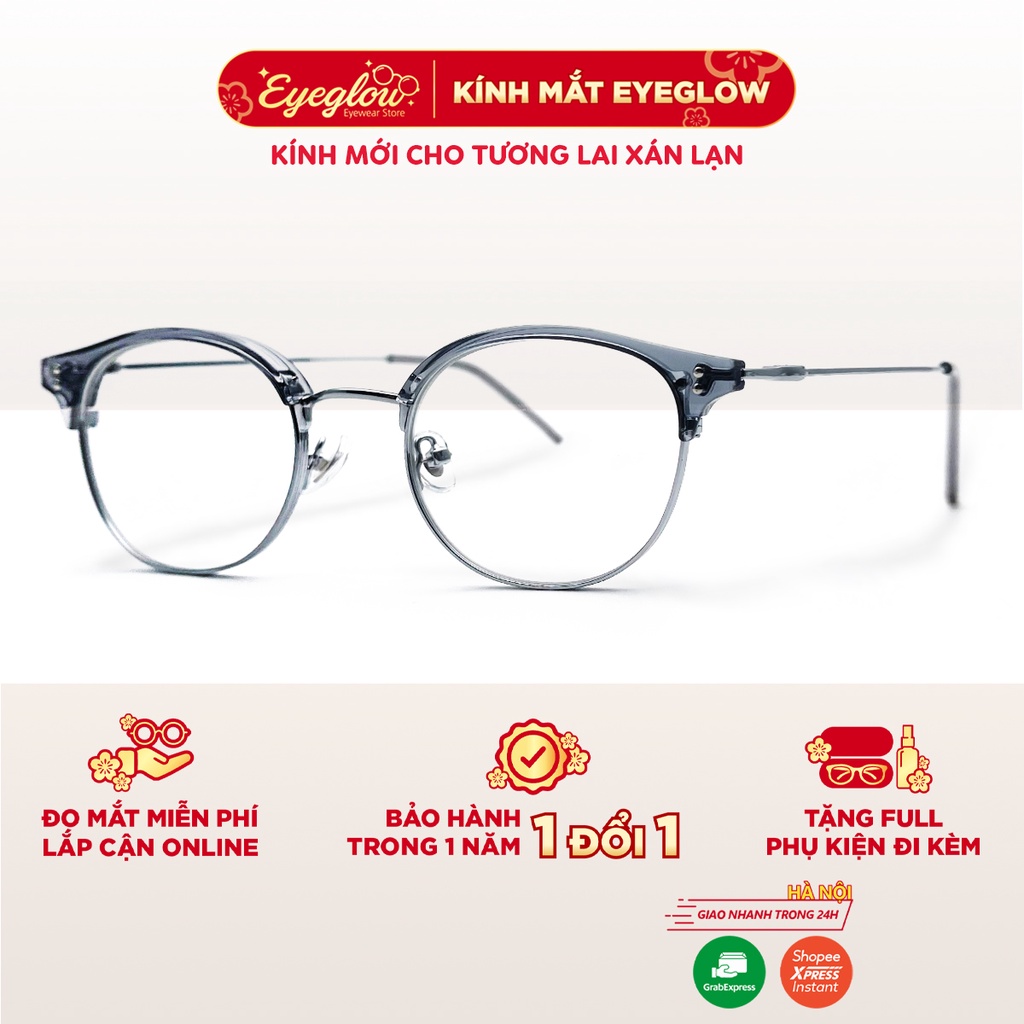 Gọng kính cận loạn nam nữ Eyeglow thời trang cao cấp phù hợp nhiều khuôn mặt tròng kính chống ánh sáng xanh EG8045