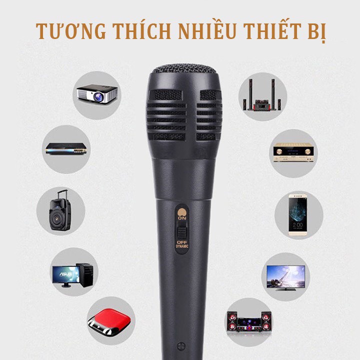 Micro karaoke có dây tương thích mọi loại loa kết nối jack 6.5mm và 3.5mm