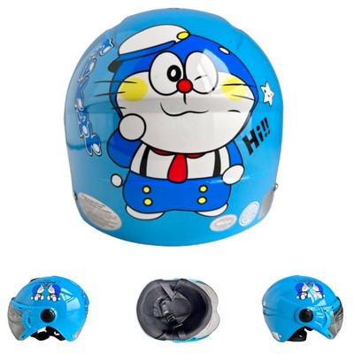 Mũ bảo hiểm trẻ em BKtec - BK14 Xanh Doreamon - Dành cho bé từ 5 đến 10 tuổi, bé nặng dưới 30kg - Vòng đầu từ 52-54cm