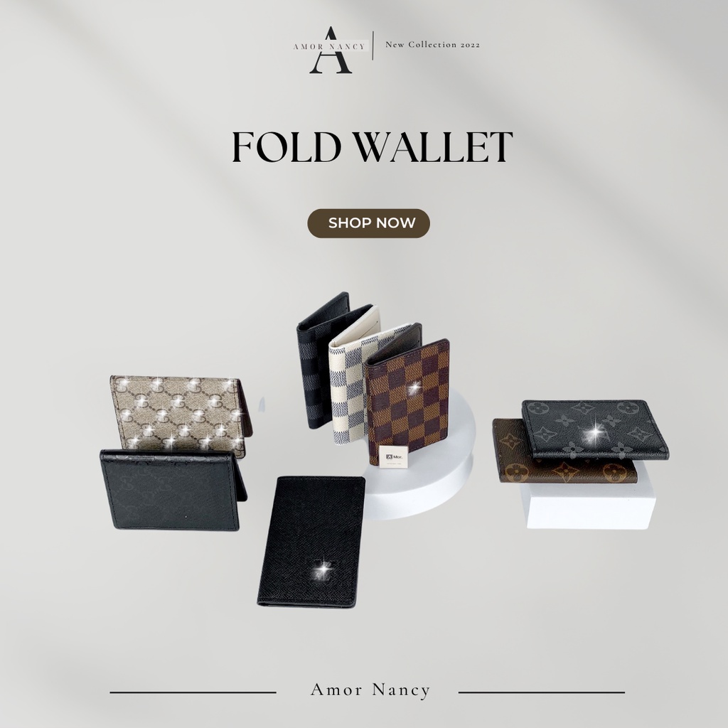 Ví nữ nhỏ gọn gập 2 8x11cm, Ví cầm tay nữ AMOR NANCY, Bóp nam đựng thẻ 5 ngăn