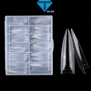 Móng típ nối fom nhọn dài đục trong , Móng nối nhọn dài dẻo hộp 240 móng