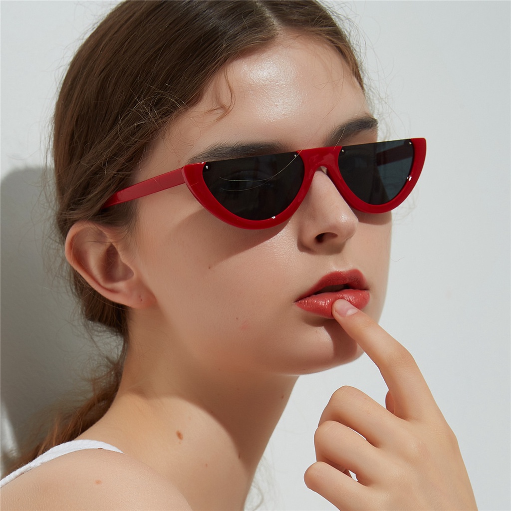 (JIUERBA) Kính Râm Nửa Gọng Nhiều Màu Sắc Thời Trang Hip Hop Phương Tây