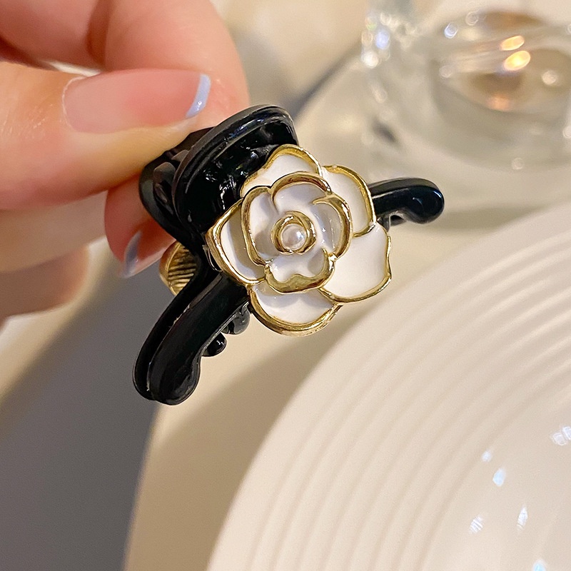 1 Kẹp Tóc Hình Hoa Trà Đính Ngọc Trai Nhân Tạo Phong Cách Hàn Quốc Thời Trang