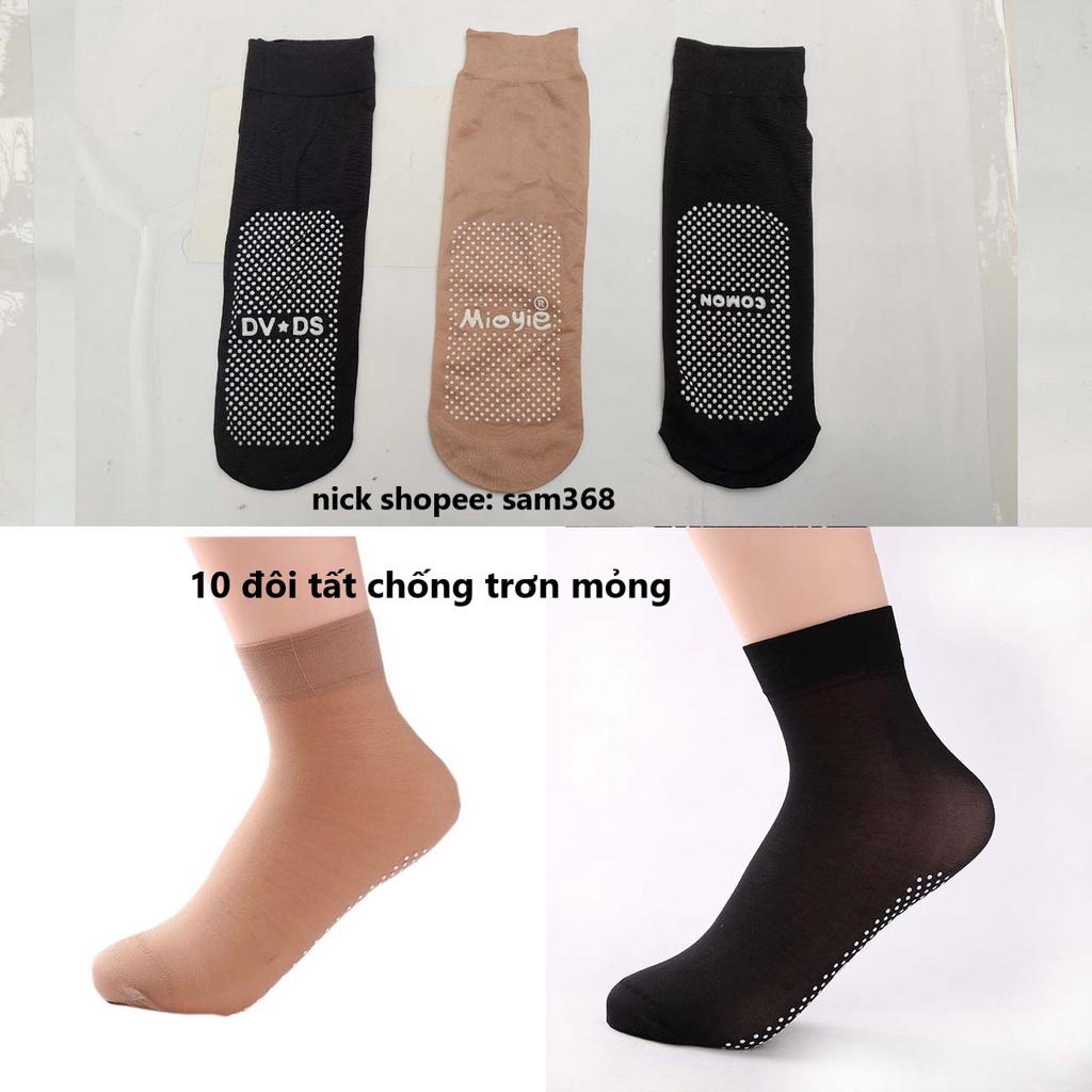10 đôi tất nữ chống trơn, tất da chân mỏng siêu dai