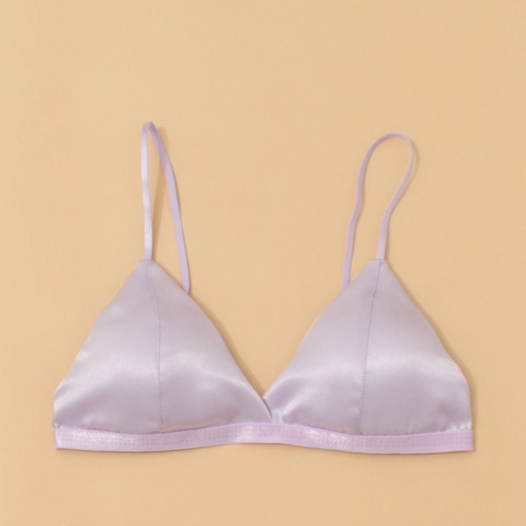 Áo ngực không gọng Lamluy bra lụa satin màu tím