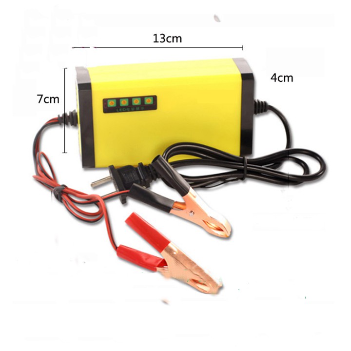 Bộ Sạc Ắc Quy Thông Minh Tự Ngắt 12V-2AH, Máy Sạc Ắc Quy Xe Máy, Ô Tô.