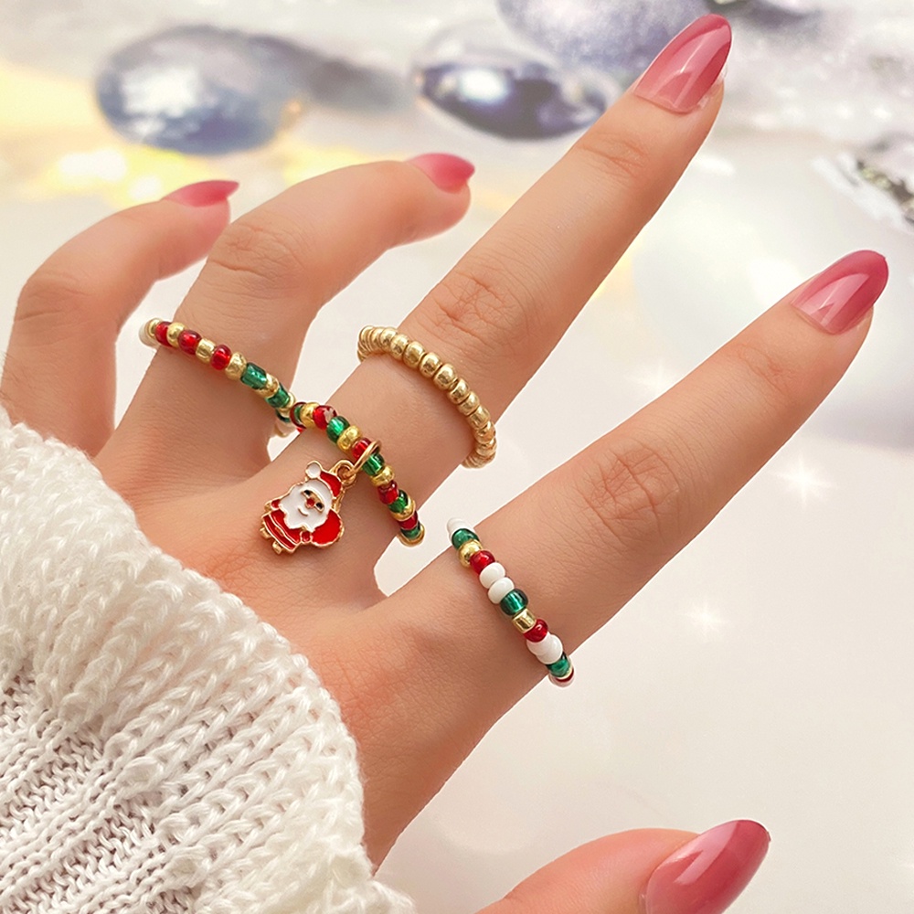 Set 4 Nhẫn Phong Cách Giáng Sinh Năm Mới Cho Nữ