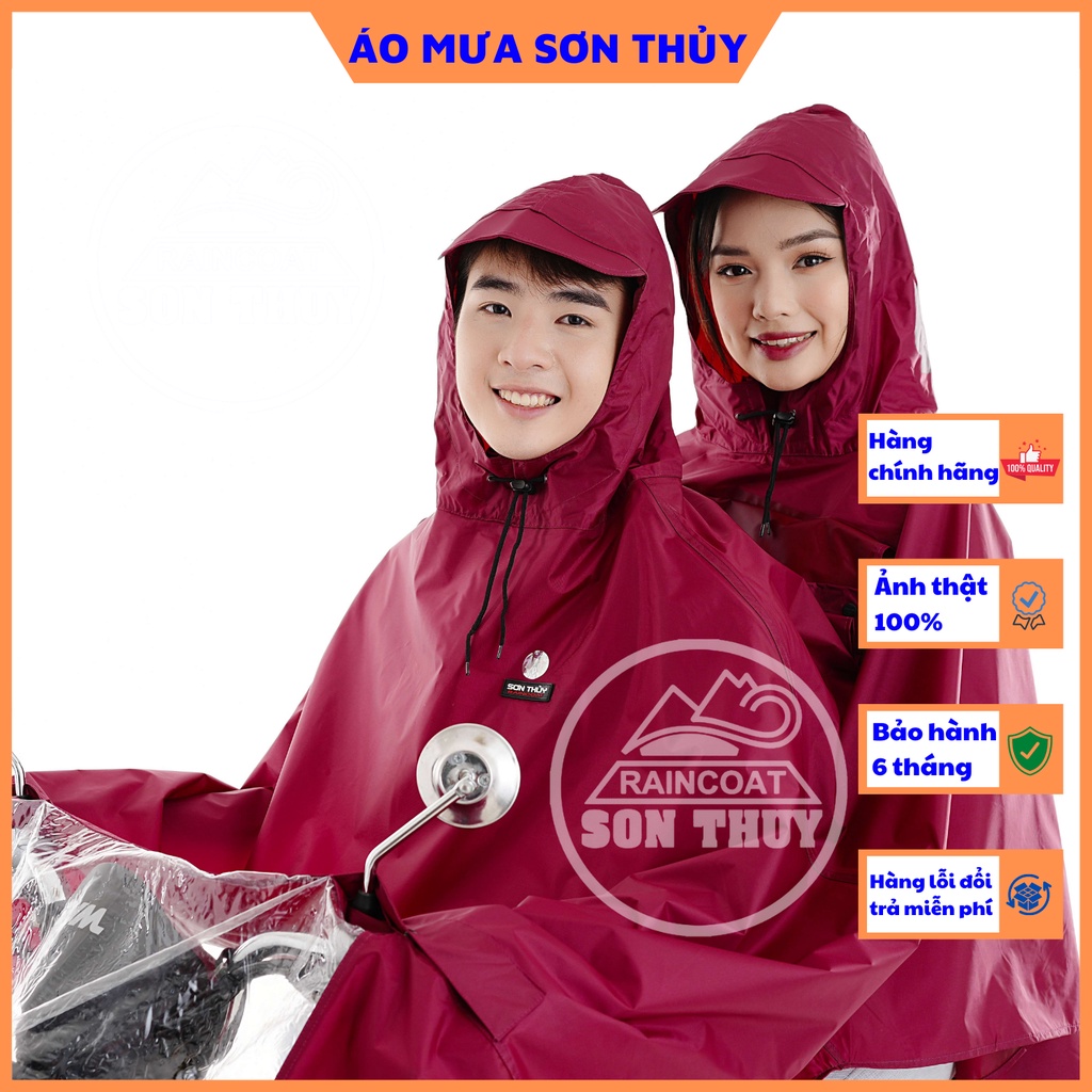 Áo mưa choàng 2 mũ Sơn Thủy áo mưa vải dù cao cấp 2 người mặc K22/2M