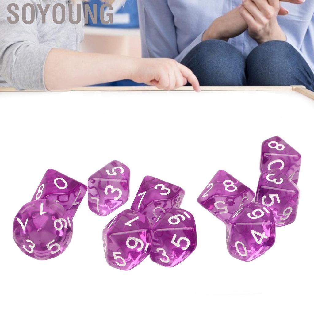 Soyoung 20pcs Digital Dice 10 Sided Transparent Clear Numbers Teaching Set for Table Game Kids Math Learning