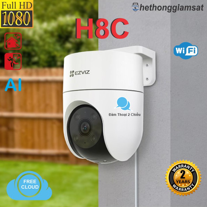 Camera Wifi EZVIZ H8C 2MP 1080P Full HD - Đàm Thoại 2 Chiều, Ngoài Trời, Xoay 360 Độ - Chính Hãng, Bảo Hành 24 Tháng