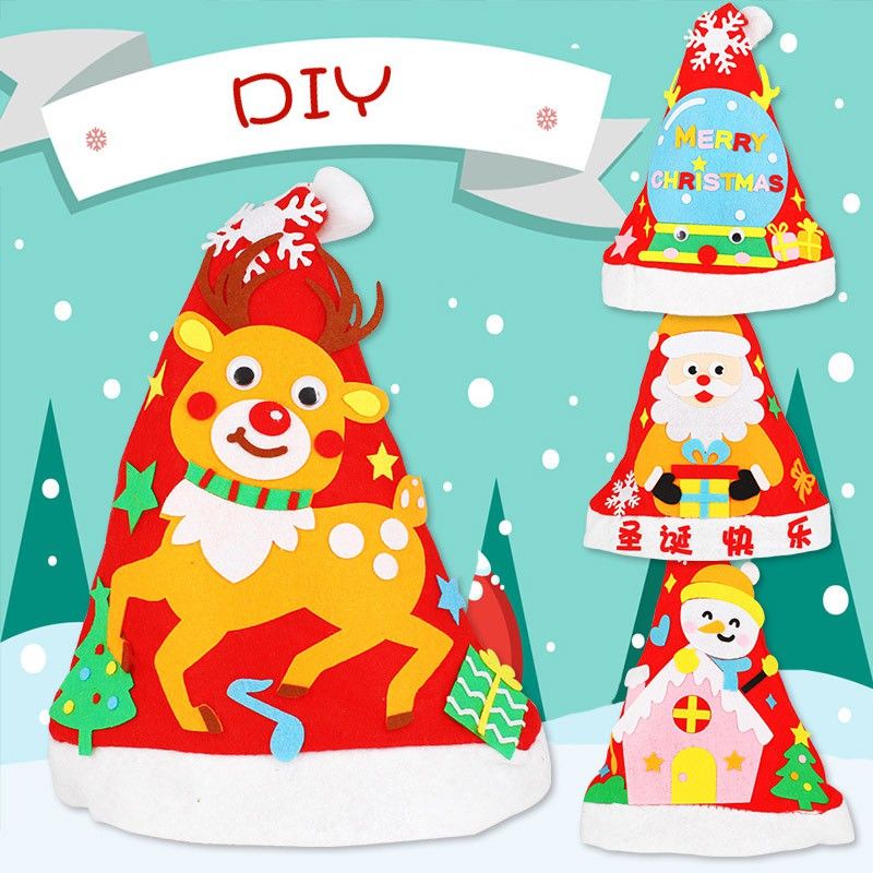 Đồ Chơi Thủ Công Vải Nỉ Hanmade Cho Bé Tự Làm Nón Noel Xinh Xắn Dễ Thương