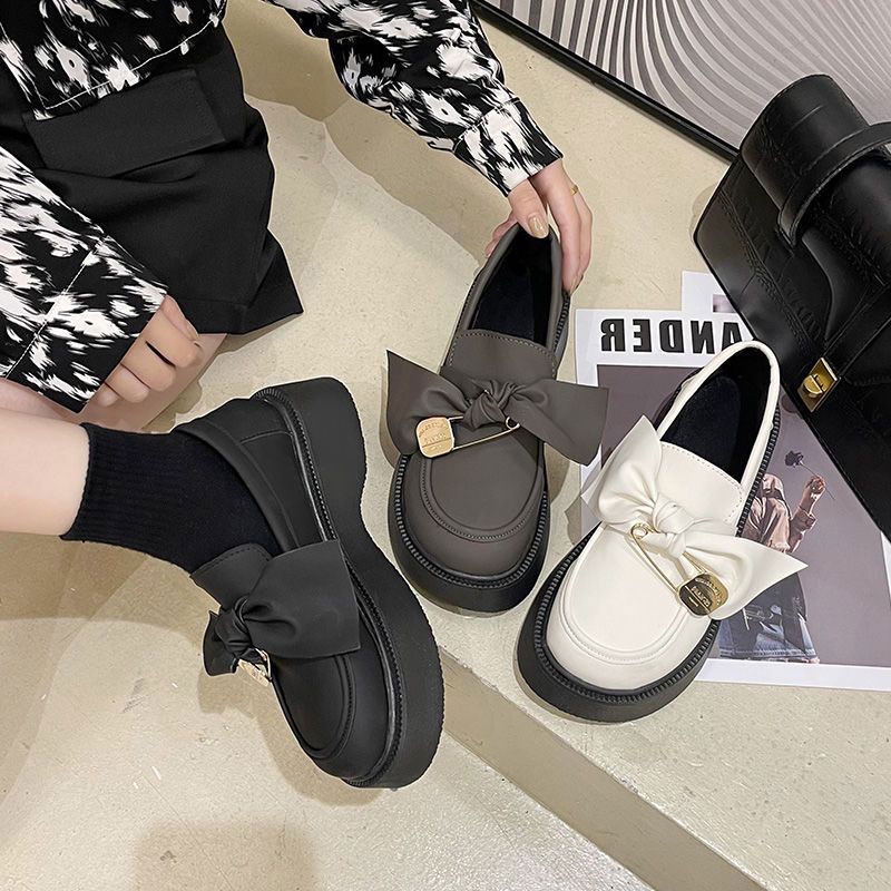 One Giày Da Thắt Nơ Phong Cách Anh Quốc Cổ Điển Dành Cho Nữ