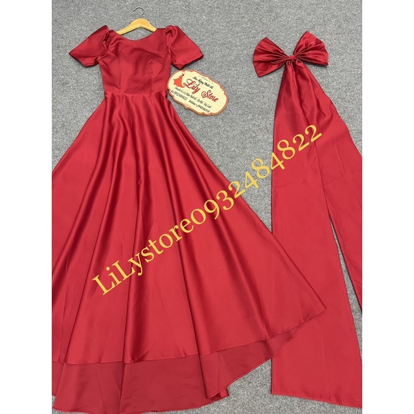 Ms1343YĐẦM NÀNG DÂU CỔ THUYỀN XẺ TIM NƠ LƯNG  ( đầm, nơ kèm 2 đuôi nơ dài ) full size s/M/L//XL