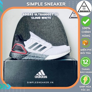 Giày Sneaker Adidas 🔴FREESHIP🔴Adidas Ultraboost 20 Cloud White Black Chính Hãng - Giày Chạy Chuẩn Auth Tốt Nhất Thế Giới